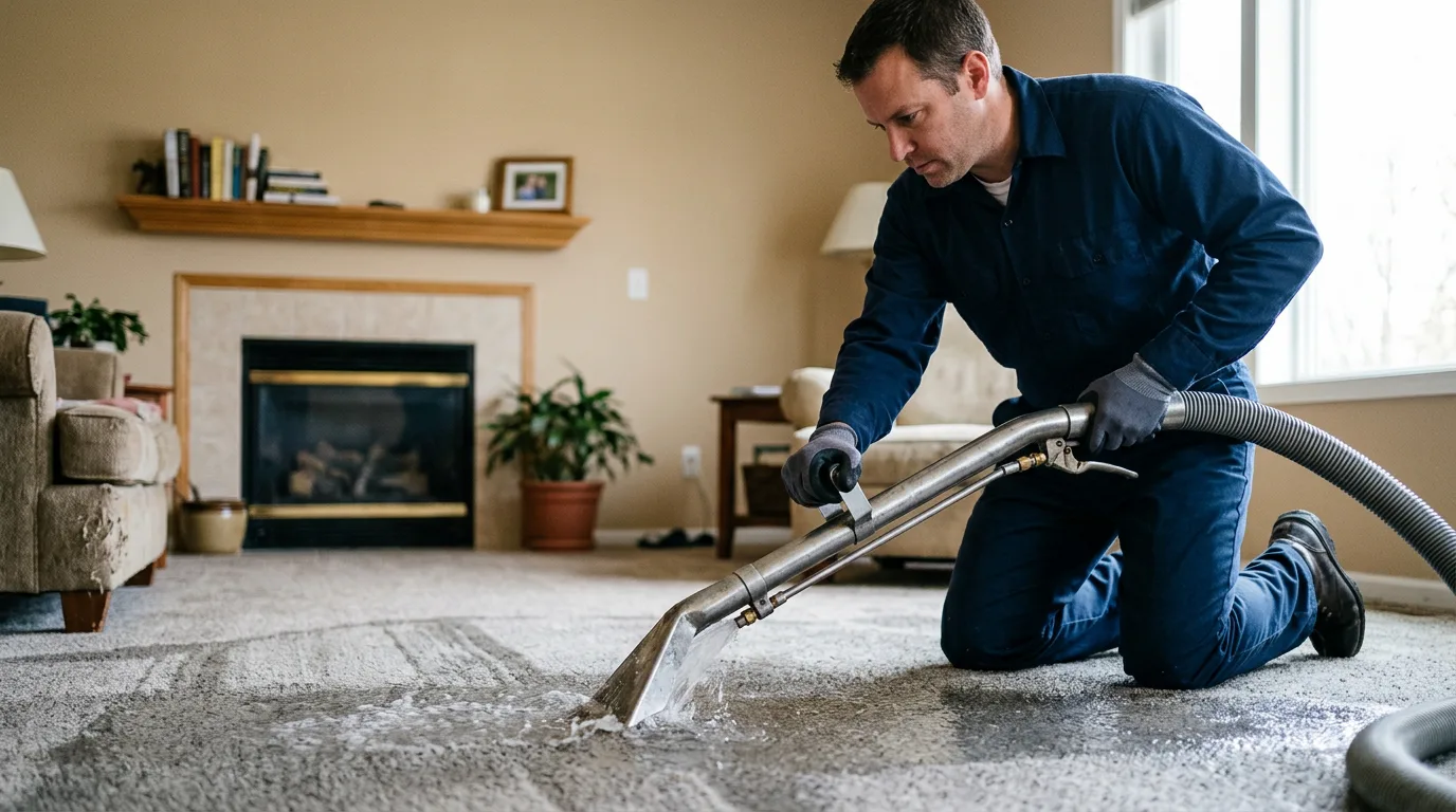 Water damage restoration technician working near Alanreed, TX